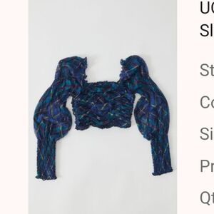 UO Korina Lace Puff Sleeve Crop Top